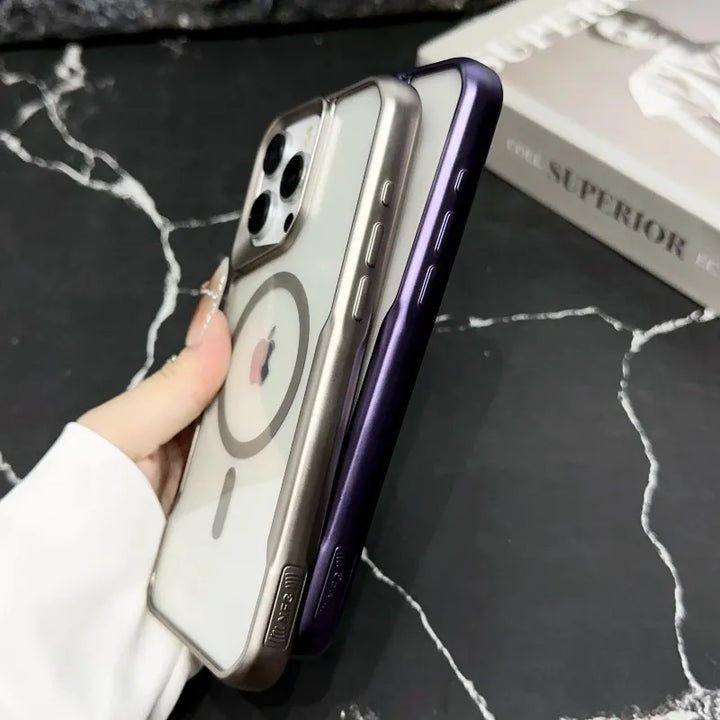 HOCE Luxury Matte Magnetic Soft Phone Case For iPhone 14 15 Plus 13 12 11 15 Pro Max Plating Clear Back Shockproof Bumper Cover